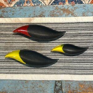 GLENTZAKIS CERAMIC POTTERY SET OF 3 “bird” trays MADE IN GREECE